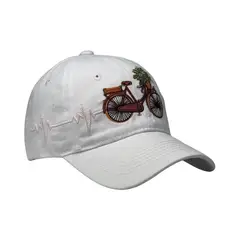GENERICO - Gorra Bordada Unisex Vintage Blanca con Diseño de Bicicleta