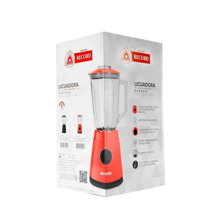 Licuadora 2 Volcidades Rojo 600w Rec-BL822RO