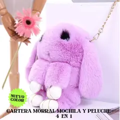 GENERICO - MORRAL BOLSO MOCHILA CARTERA PELUCHE HIPOALERGÉNICO DE CONEJO 5 EN 1