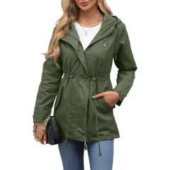 GIOIO - Abrigo Mujer Algodón Capucha Trench Casual Diario