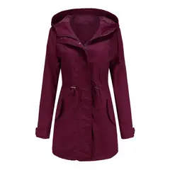 GIOIO - Abrigo Mujer Algodón Capucha Trench Casual Diario