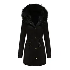 GIOIO - Parka Mujer Pelaje Capucha Polar Oversize Invierno Abrigo