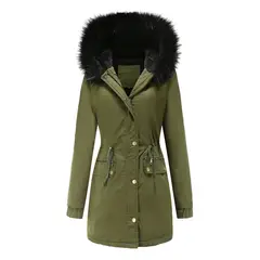 GIOIO - Parka Mujer Pelaje Capucha Polar Oversize Invierno Abrigo