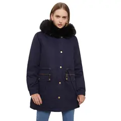 GIOIO - Parka Mujer Pelaje Capucha Polar Oversize Invierno Abrigo