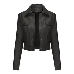 GIOIO - Chaqueta Mujer PU Ligera Múltiples Bolsillos Casual