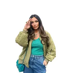 GIOIO - Chaqueta Mujer Algodón Piloto Cremallera Holgada