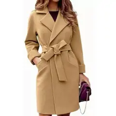 GIOIO - Abrigo De Lana Sintética Mujer Moda Cuello