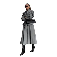 GIOIO - Conjunto Mujer Blazer Ajustado Falda A-line Invierno