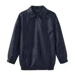 GIOIO - Chaqueta PU Mujer Oversize Primavera Otoño Manga Larga Moda