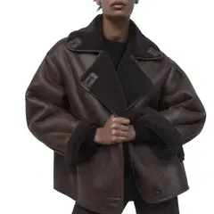 GIOIO - Abrigo Mujer Ante Pelaje Invierno Moda Holgada Reversible