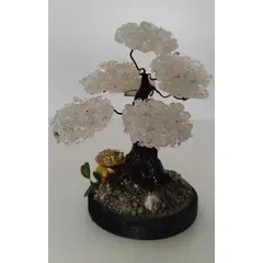 GENERICO - ARBOLITO DE LA FELICIDAD BONSAI MEDIANO CON PIEDRAS DE CUARZO CRISTAL