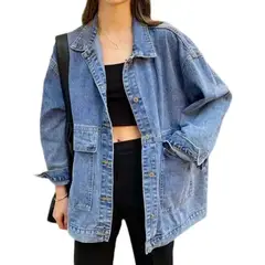 GIOIO - Chaqueta Vaquera Para Mujer Button Up Vintage Denim Coat With Pockets