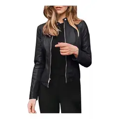 GIOIO - Chaqueta Cortavientos De Piel Para Mujer