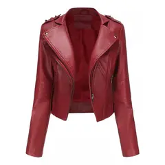 GIOIO - Chaqueta De PU Para Mujer Cazadora Cortavientos Para Moto