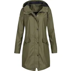 GIOIO - Chaqueta Larga De Lluvia Con Capucha Gabardina Impermeable