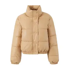 GIOIO - L Chaqueta Dama Corta De PU De Algodón De Liso