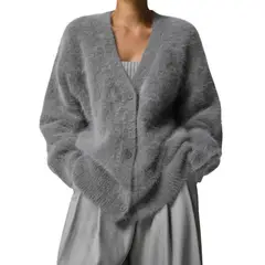 GIOIO - Cardigán Mujer Peluche Manga Larga Oversized Otoño Invierno