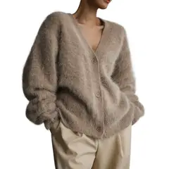 GIOIO - Cardigán Mujer Peluche Manga Larga Oversized Otoño Invierno