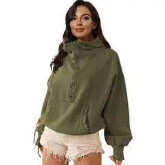 GIOIO - Chaqueta Mujer Capucha Cremallera Cordón Manga Larga Casual Deportivo