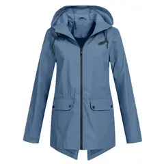 GIOIO - Chaqueta Mujer Corta Vientos Capucha Cremallera Ligera Outdoor