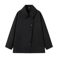 GIOIO - Chaqueta Mujer Peluche Solapa Botón Simple Holgado Invierno