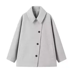 GIOIO - Chaqueta Mujer Peluche Solapa Botón Simple Holgado Invierno