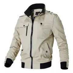 GIOIO - Chamarra Informal Clásica Militar Con Cremallera Para Hombre