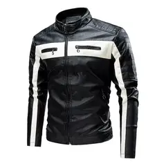 GIOIO - Chaqueta De PU Biker T60 Hombre Chaqueta De Aviador Slim