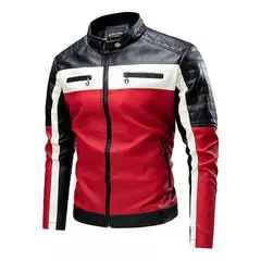 GIOIO - Chaqueta De PU Biker T60 Hombre Chaqueta De Aviador Slim