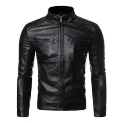 GIOIO - Chamarra De Piel Con Doble Cremallera Para Motociclista