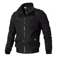 GIOIO - Abrigos Para Hombre Chamarra Negra Militar Mezclilla