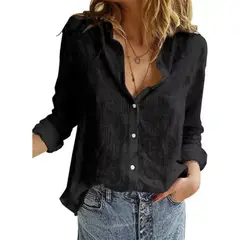 GIOIO - Blusa De Mujer Camisa Manga Larga De Lino