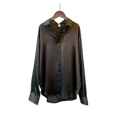 GIOIO - Camisa De Gasa Satinada Top De Seda Para Mujersuave Y Cómod