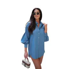 GIOIO - Camisa Mujer Jeans Casual Holgada Minimalista