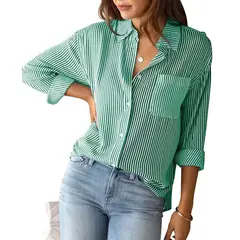 GIOIO - Camisa A Rayas Casuales Holgada De Manga Larga Para Mujer