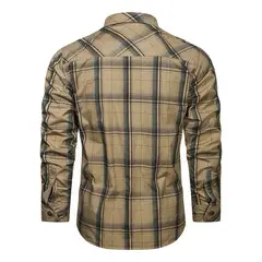 GIOIO - Camisa Casual De Trabajo Al Aire Libre De Algodón A Cuadros