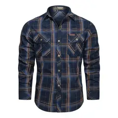 GIOIO - Camisa Casual De Trabajo Al Aire Libre De Algodón A Cuadros