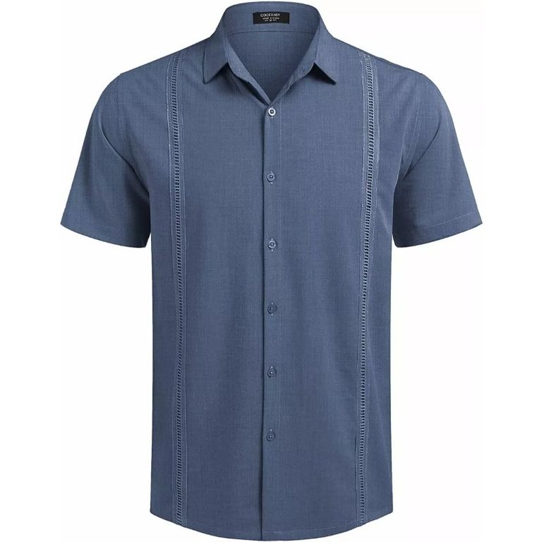 Camisa De Manga Corta De Playa Guayabera Cubana Para Hombre