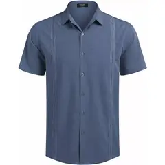 GIOIO - Camisa De Manga Corta De Playa Guayabera Cubana Para Hombre