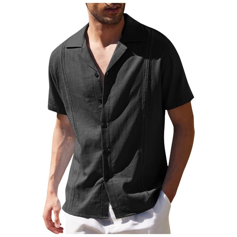 Camisa De Manga Corta De Playa Guayabera Cubana Para Hombre