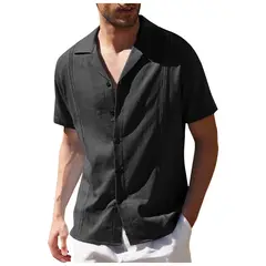 GIOIO - Camisa De Manga Corta De Playa Guayabera Cubana Para Hombre