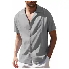 GIOIO - Camisa De Manga Corta De Playa Guayabera Cubana Para Hombre