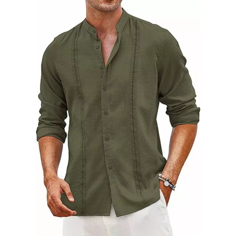 Camisas Casual Playa De Guayabera Cubana Para Hombre