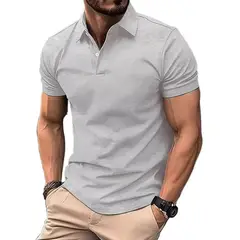 GIOIO - Playera Casual De Manga Corta Con Botones Para Hombre