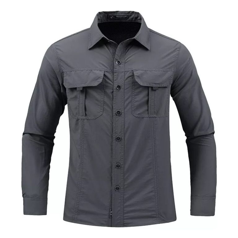 Camisa Manga Larga Hombre Camisa Táctica Suelta Confort