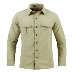 GIOIO - Camisa Manga Larga Hombre Camisa Táctica Suelta Confort