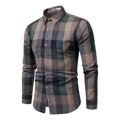 GIOIO - Camisa De Hombre A Cuadros Con Botones