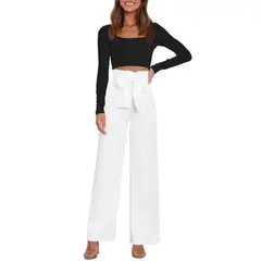 GIOIO - Pantalones Anchos Casuales De Color Liso Para Mujer