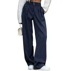 GIOIO - Pantalón Vestir Mujer Rayas Retro Palazzo Casual