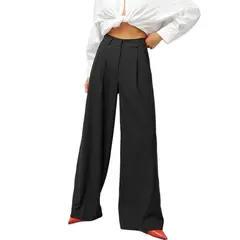 GIOIO - Pantalón Vestir Mujer Tiro Alto Fluido Casual Delgado